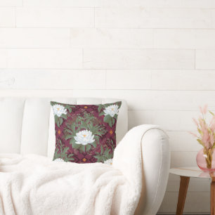 Coussin Crimson Lotus Elegance Motif - Le Lotus Blanc