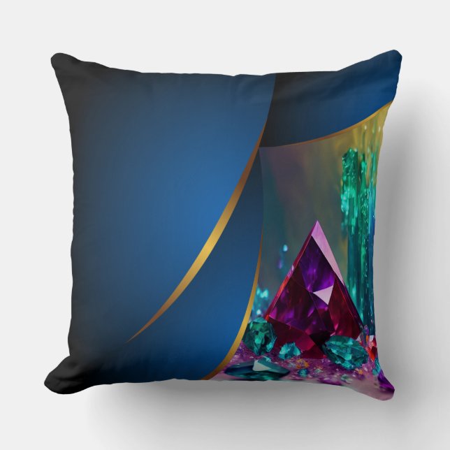 Coussin Cristaux d'Améthyste avec Garniture Or Bleu Révers (Recto)