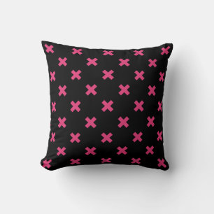 Coussin Crochis Fuchsia sur noir