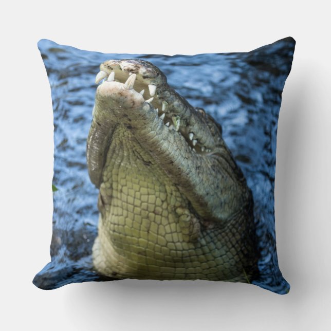 Coussin Crocodile Dents Eau (Recto)