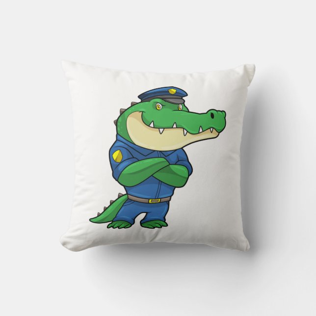 Coussin Crocodile en tant qu'officier de police en uniform (Recto)