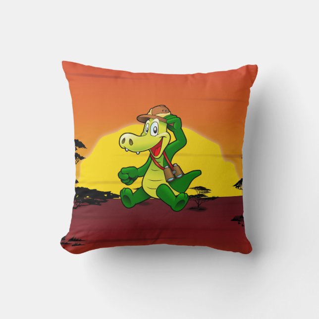 Coussin Crocodile heureux (Recto)