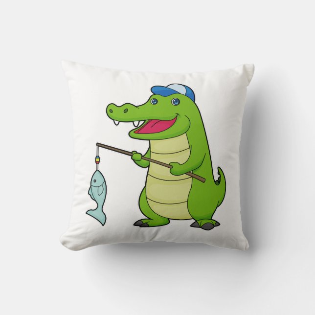 Coussin Crocodile Pêche Pêcheur Pêcheur canne à pêche (Recto)