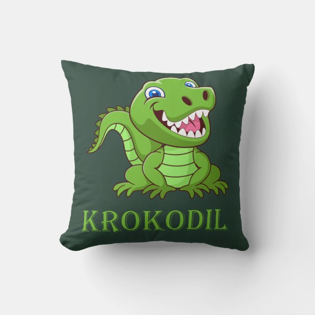 Coussin crocodile vert foncé (Recto)
