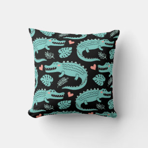 Coussin Crocodiles de caricatures, motif mignon sans soudu