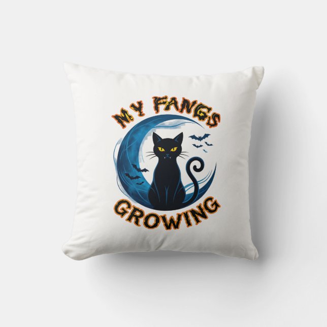 Coussin Crocs Halloween Chat Noir Lune Bleue Chauves-Souri (Recto)