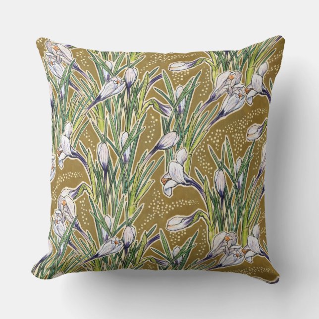 Coussin Crocus, motifs floraux, belles fleurs printanières (Recto)