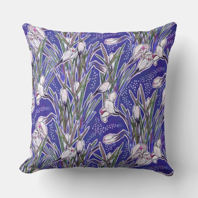 Coussin Crocus, motifs floraux, belles fleurs printanières (Recto)