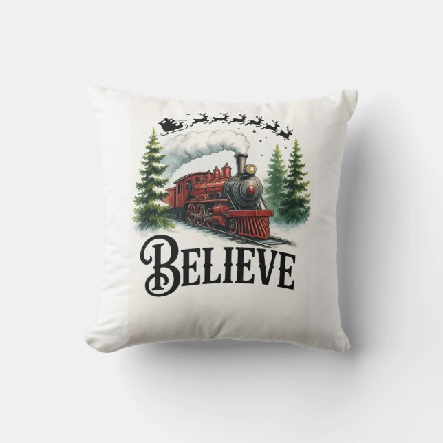 Coussin Croire au Train Magique (Recto)