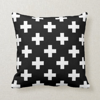 Coussin croisé suisse noir et blanc