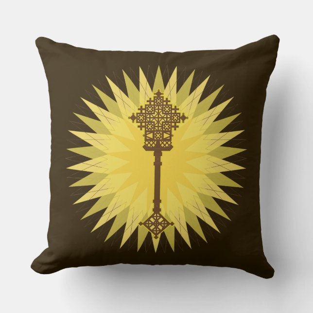 Coussin Croisement traditionnel éthiopien Brown (Recto)