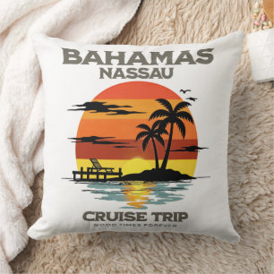 Coussin Croisière coucher de soleil dans le port des Baham