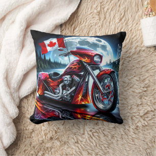 Coussin Croisière en moto canadienne sous pleine lune