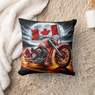 Coussin Croisière en moto canadienne sous pleine lune