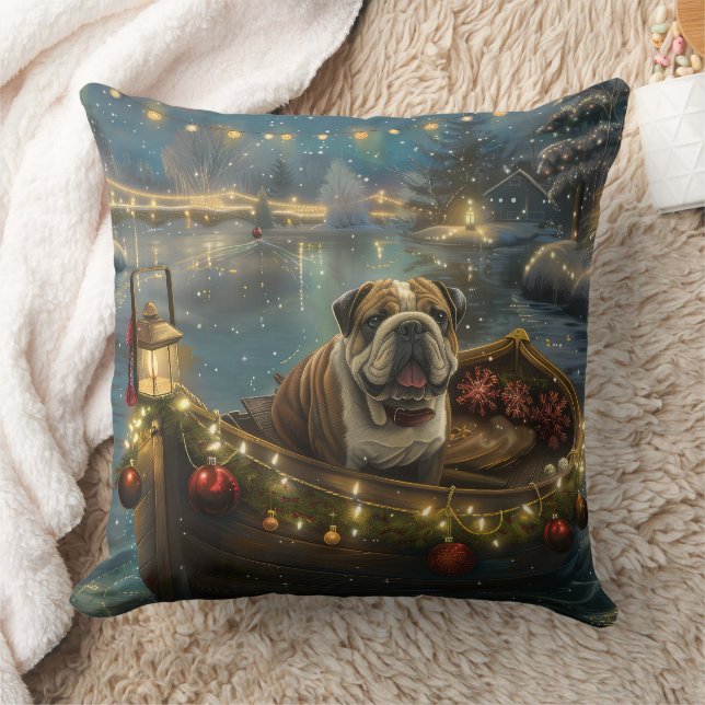 Coussin Croisière festive de Noël du Bulldog (Couverture)