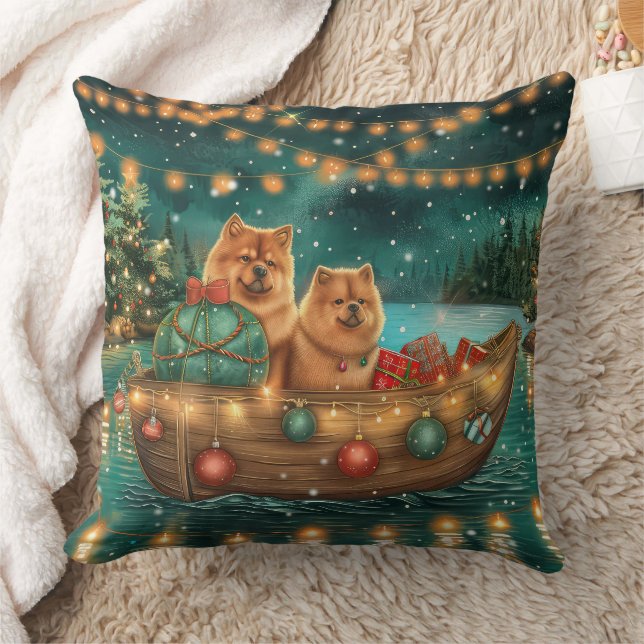 Coussin Croisière festive de Noël du Chow Chow (Couverture)