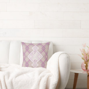 Coussin Croisillons Happy Violet & crème, blanc Contrôle