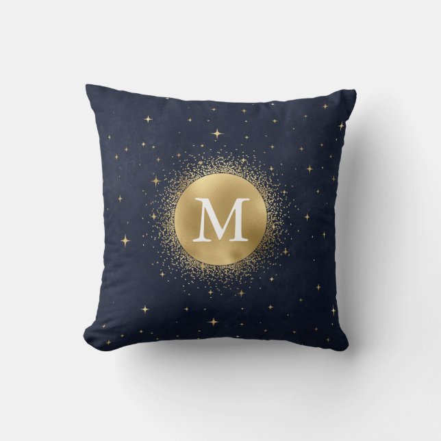 Coussin croissant céleste or lune Monogramme (Recto)