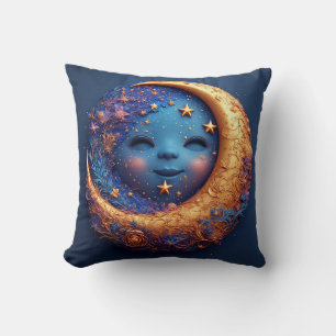 Coussin Croissant de Lune Capricieux avec un Visage Sourir