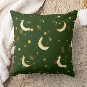 Coussin Croissant de Lune Doré Bokeh - Ciel Stellairé