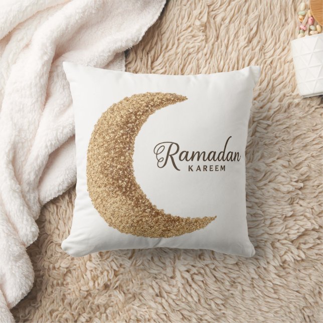 Coussin Croissant de Lune en Or Ramadan Kareem (Couverture)