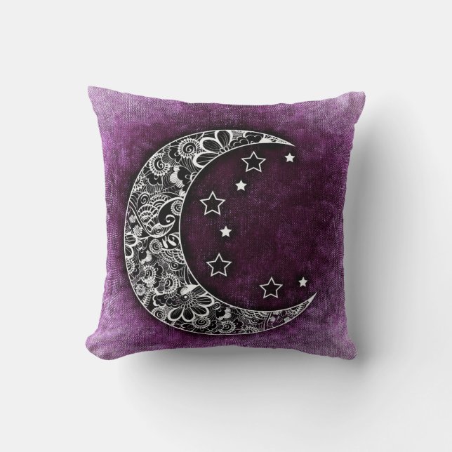 Coussin CROISSANT DE LUNE et ÉTOILES sur la texture (Recto)