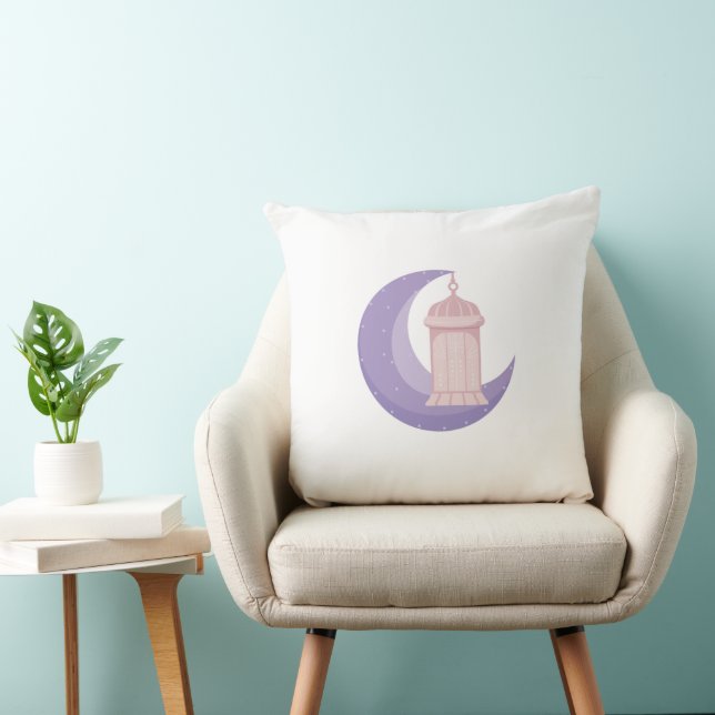Coussin Croissant de Lune et Lanterne Violet  (Chaise)