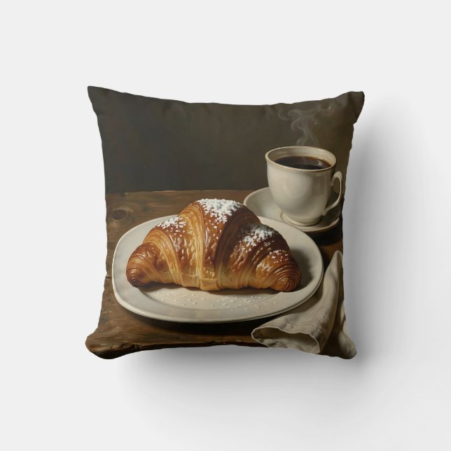 Coussin Croissant doré Café Nature morte (Recto)