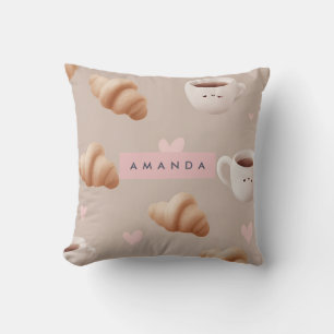 Coussin Croissant et Motif café personnalisés