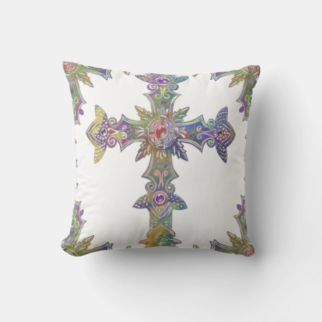 Coussin Croix aux couleurs de la fierté  (Recto)