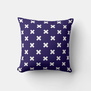 Coussin Croix blanches sur bleu marine