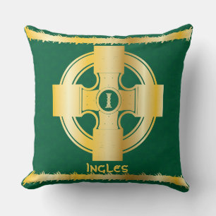 Coussin Croix celtique et lettre de noeud I Monogramme et
