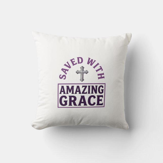 Coussin Croix chrétienne Amazing Grace vintage (Recto)