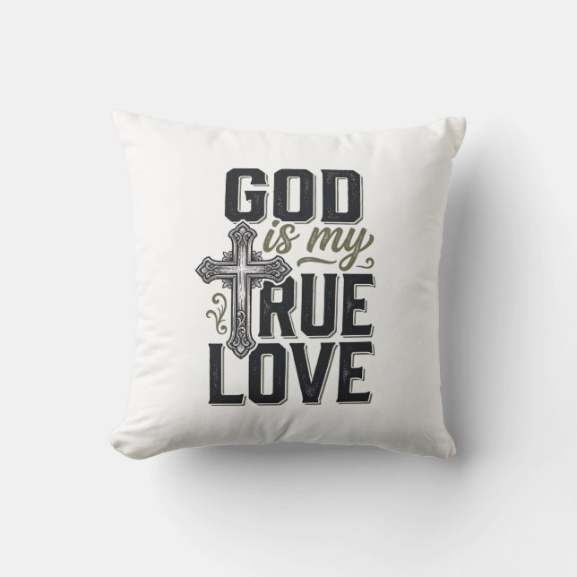 Coussin Croix Chrétienne Dieu Est Mon Véritable Amour Vect (Recto)