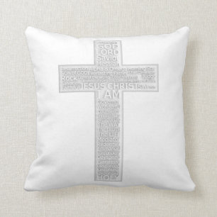Coussin Croix chrétienne Noms bibliques de Jésus-Christ