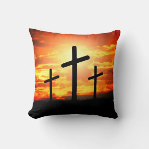 Coussin Croix, Coucher de soleil Silhouettes Peinture-6713