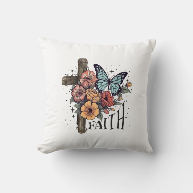 Coussin Croix de la Foi Florale (Recto)