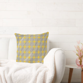 Coussin Croix d'étoile dorée sur vagues grises