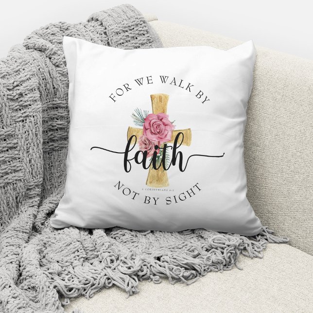 Coussin Croix florale de verset biblique moderne (Créateur téléchargé)