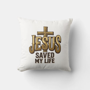 Coussin Croix Jésus M'a Sauvé La Vie Vintage