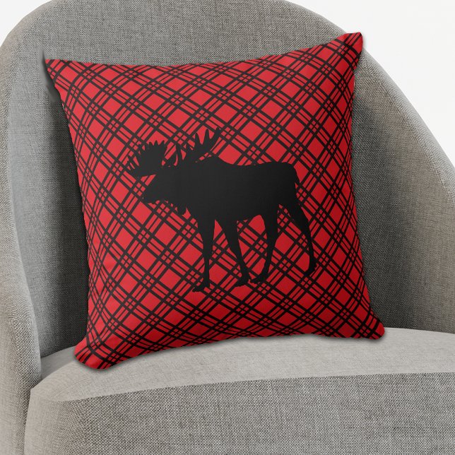 Coussin Croix Rouge Chèque Motif Oie noire (Créateur téléchargé)