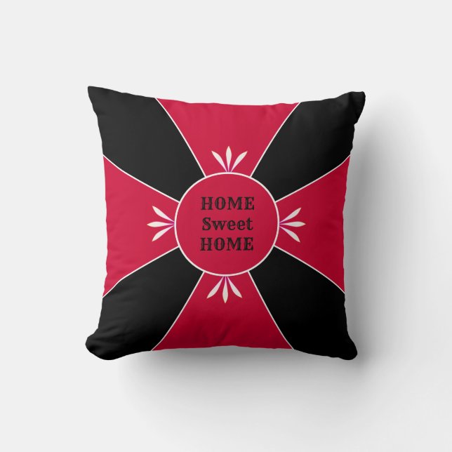 Coussin Croix rouge et blanche élégante sur fond noir (Recto)