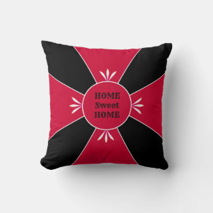 Coussin Croix rouge et blanche élégante sur noir