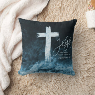 Coussin Croix sur l'Écriture de l'eau Double Face