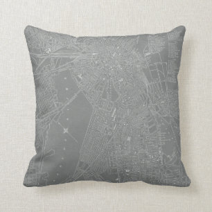Coussin Croquis de carte de ville de Boston