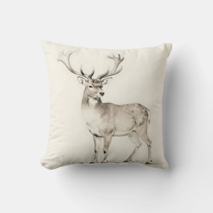 Coussin Croquis de cerf majestueux à cornes