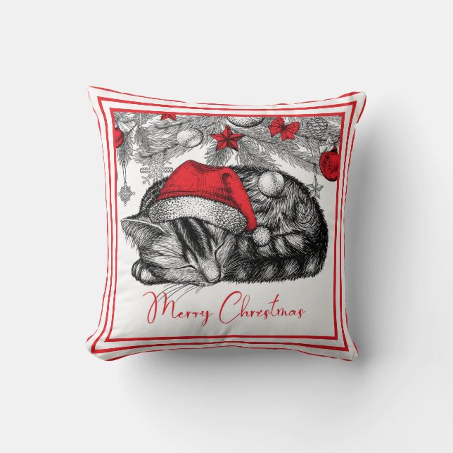 Coussin Croquis de chaton sous les ornements de l'arbre de (Recto)