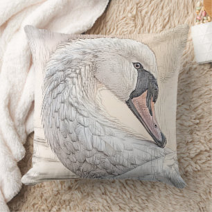 Coussin *~* Croquis de cygne blanc magnifique SC1