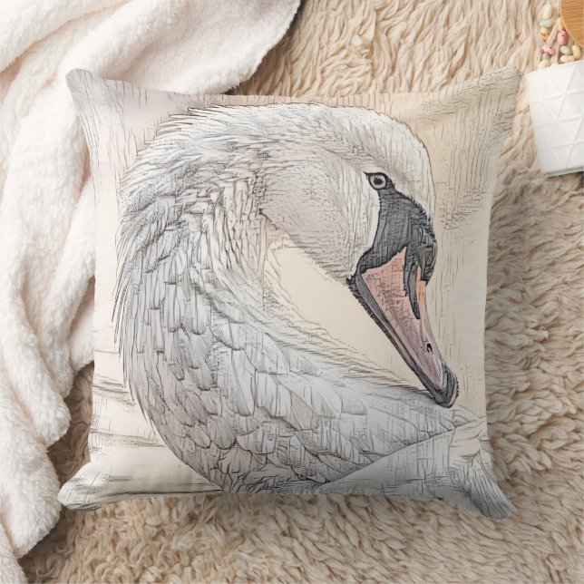 Coussin *~* Croquis de cygne blanc magnifique SC1 (Couverture)