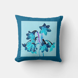 Coussin Croquis de Daylilies - Cobalt et Sky Blue